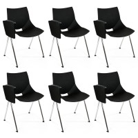 Lot de 6 chaises Shell avec structure chromée, coque en plastique et bras pelle (Différentes couleurs au choix)